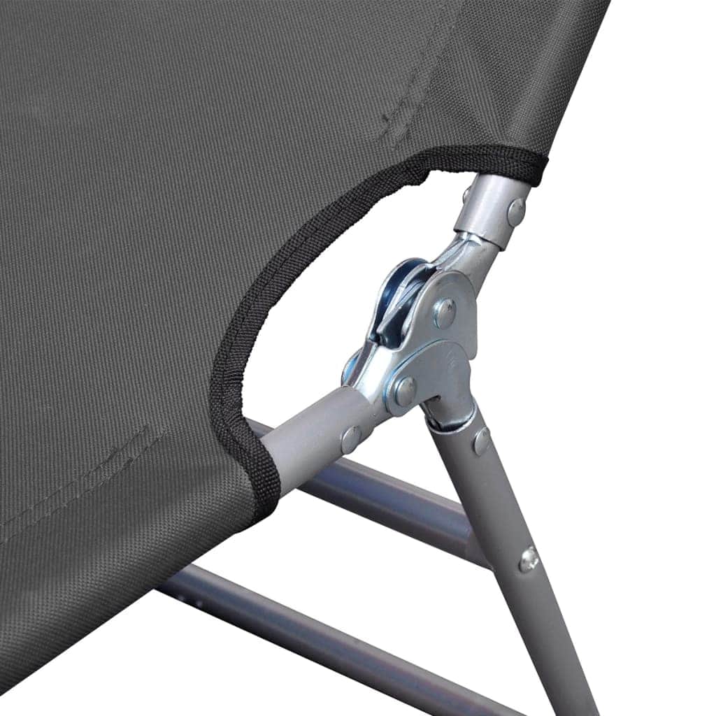 Foldable Sunlounger with Head Cushion Adjustable Backrest Grey - Simple deals