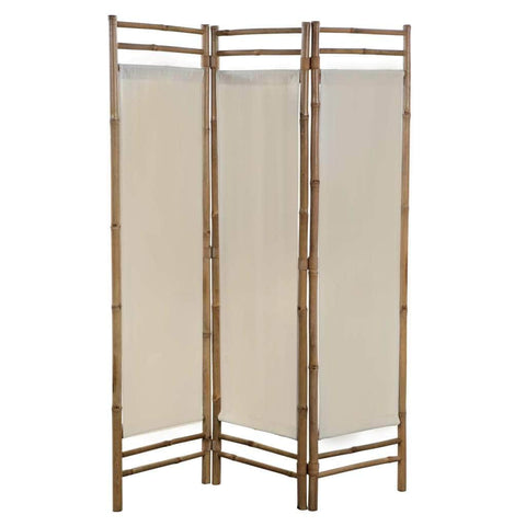 Folding 3-Panel Room Divider Bamboo and Canvas 120 cm