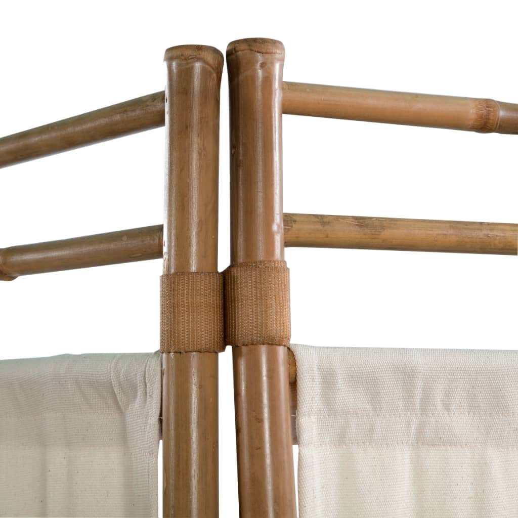 Folding 3 - Panel Room Divider Bamboo and Canvas 120 cm - Simple deals