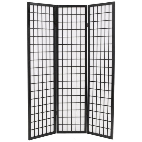 Folding 3-Panel Room Divider Japanese Style  Black