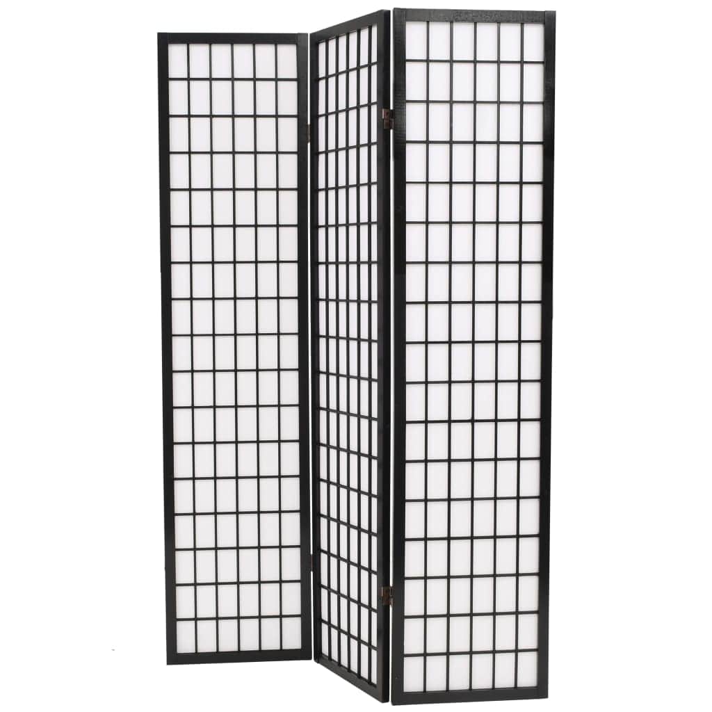 Folding 3-Panel Room Divider Japanese Style  Black