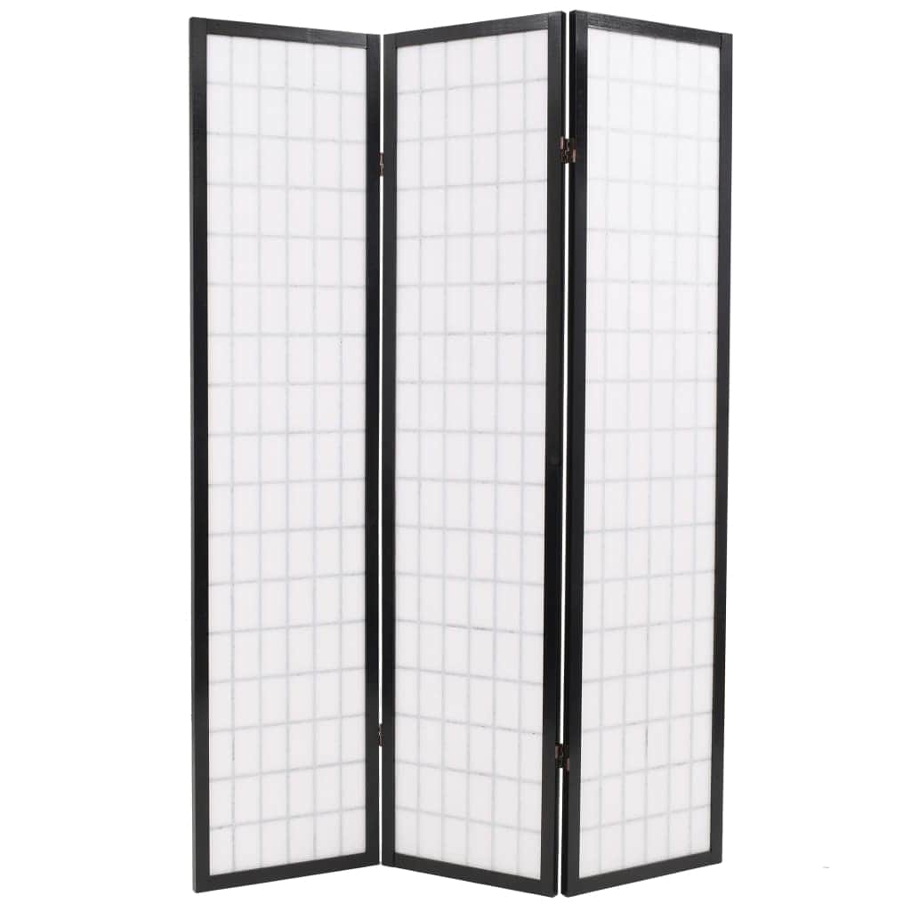 Folding 3-Panel Room Divider Japanese Style  Black