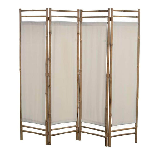 Folding 4-Panel Room Divider Bamboo and Canvas 160 cm