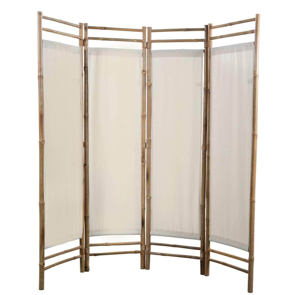 Folding 4-Panel Room Divider Bamboo and Canvas 160 cm