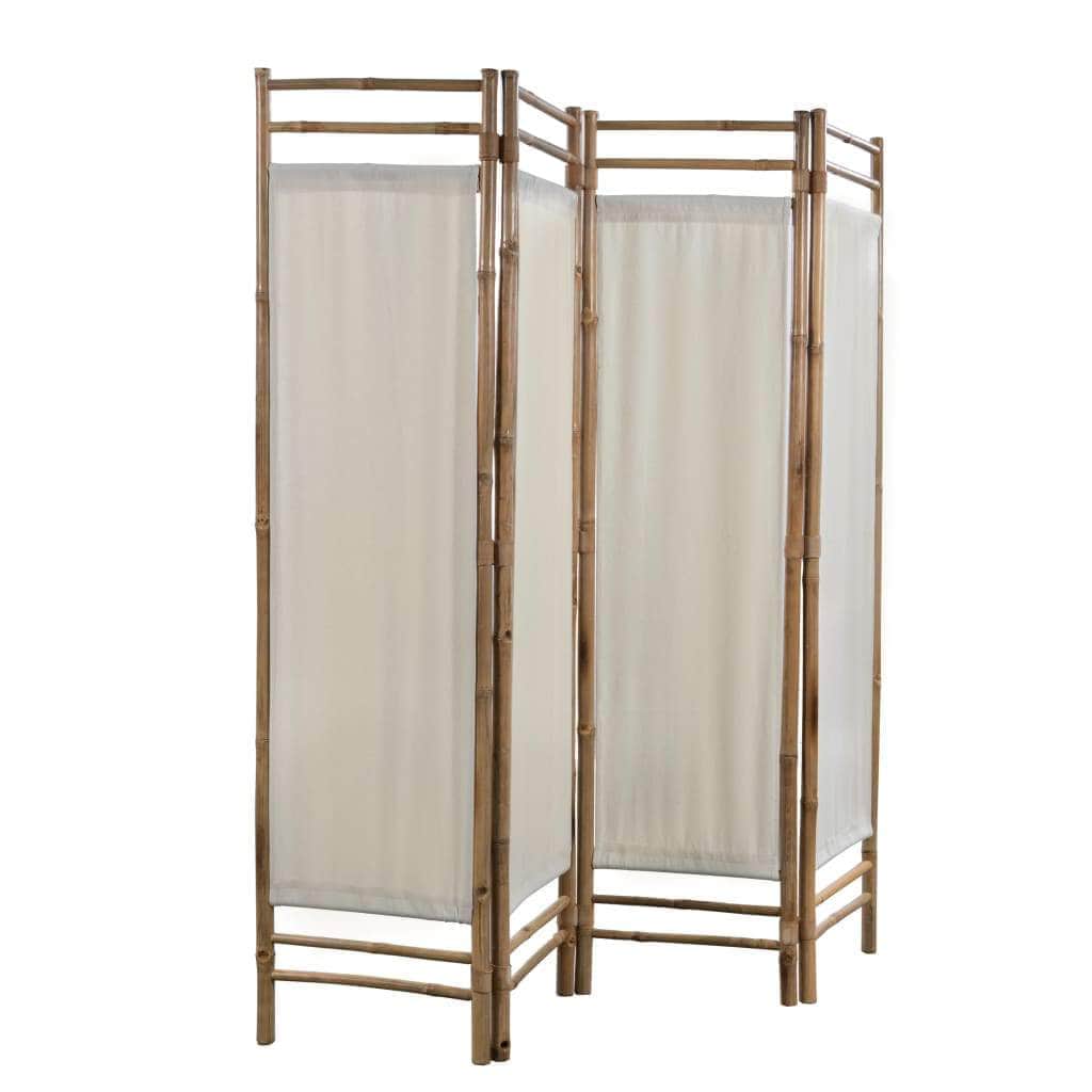 Folding 4-Panel Room Divider Bamboo and Canvas 160 cm
