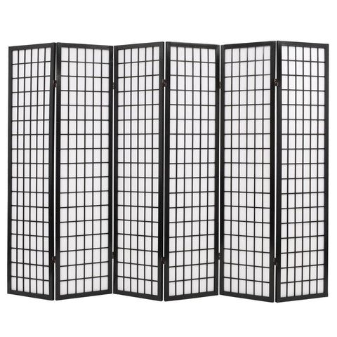 Folding 6-Panel Room Divider Japanese Style Black