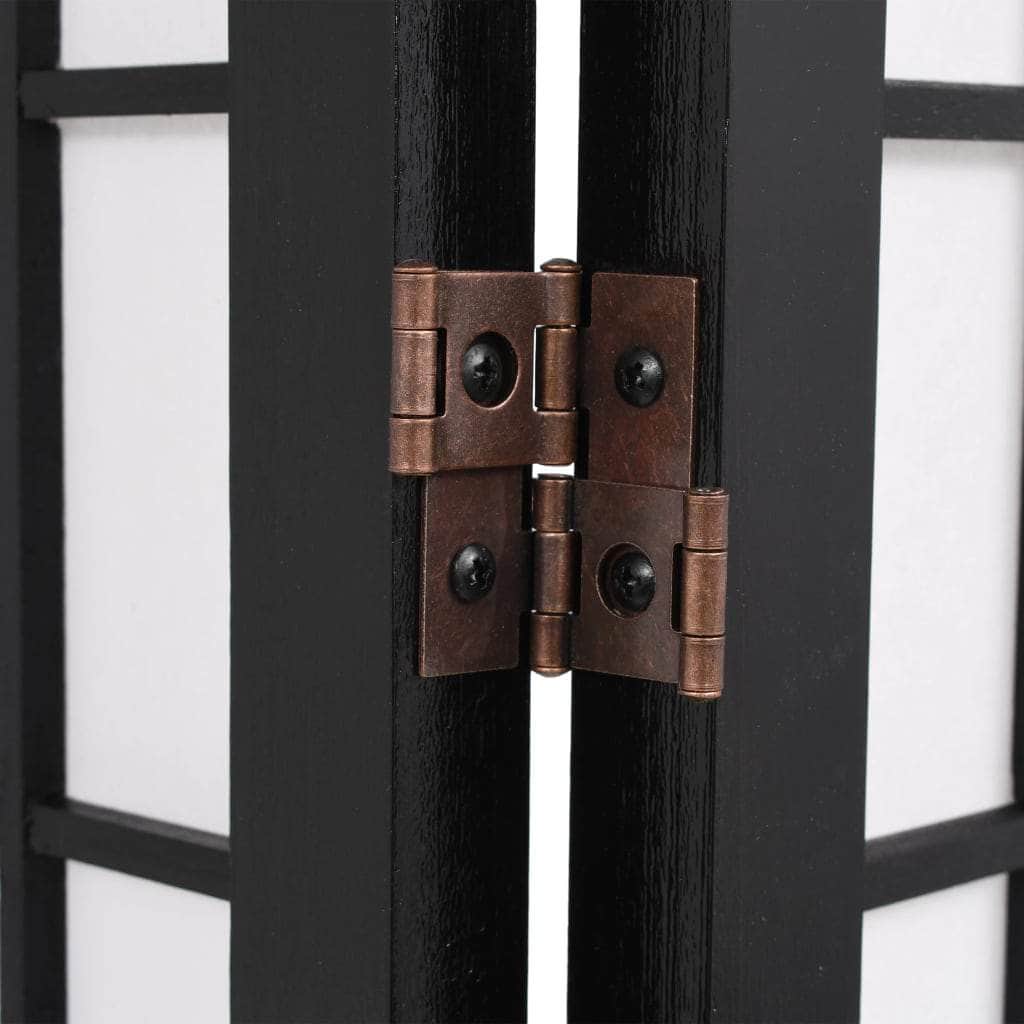 Folding 6-Panel Room Divider Japanese Style Black