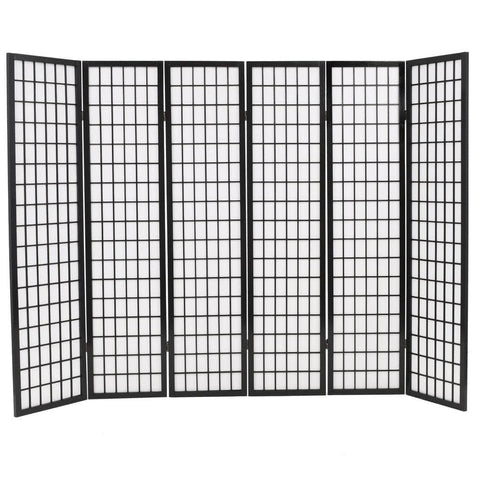 Folding 6-Panel Room Divider Japanese Style Black