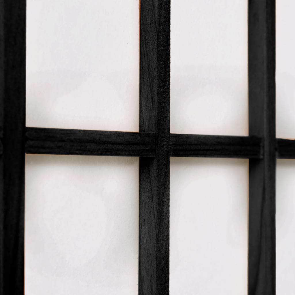 Folding 6-Panel Room Divider Japanese Style Black