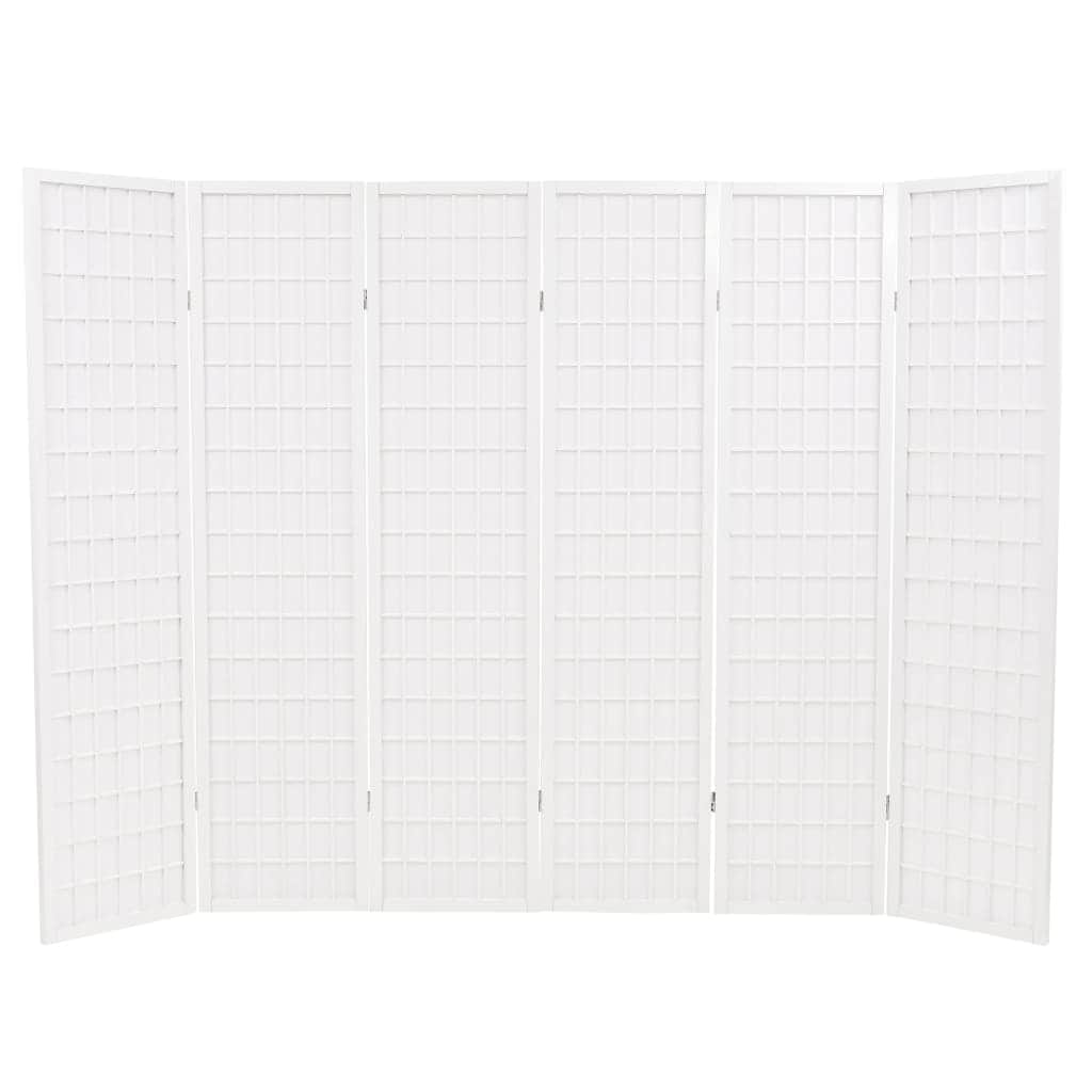 Folding 6-Panel Room Divider Japanese Style White