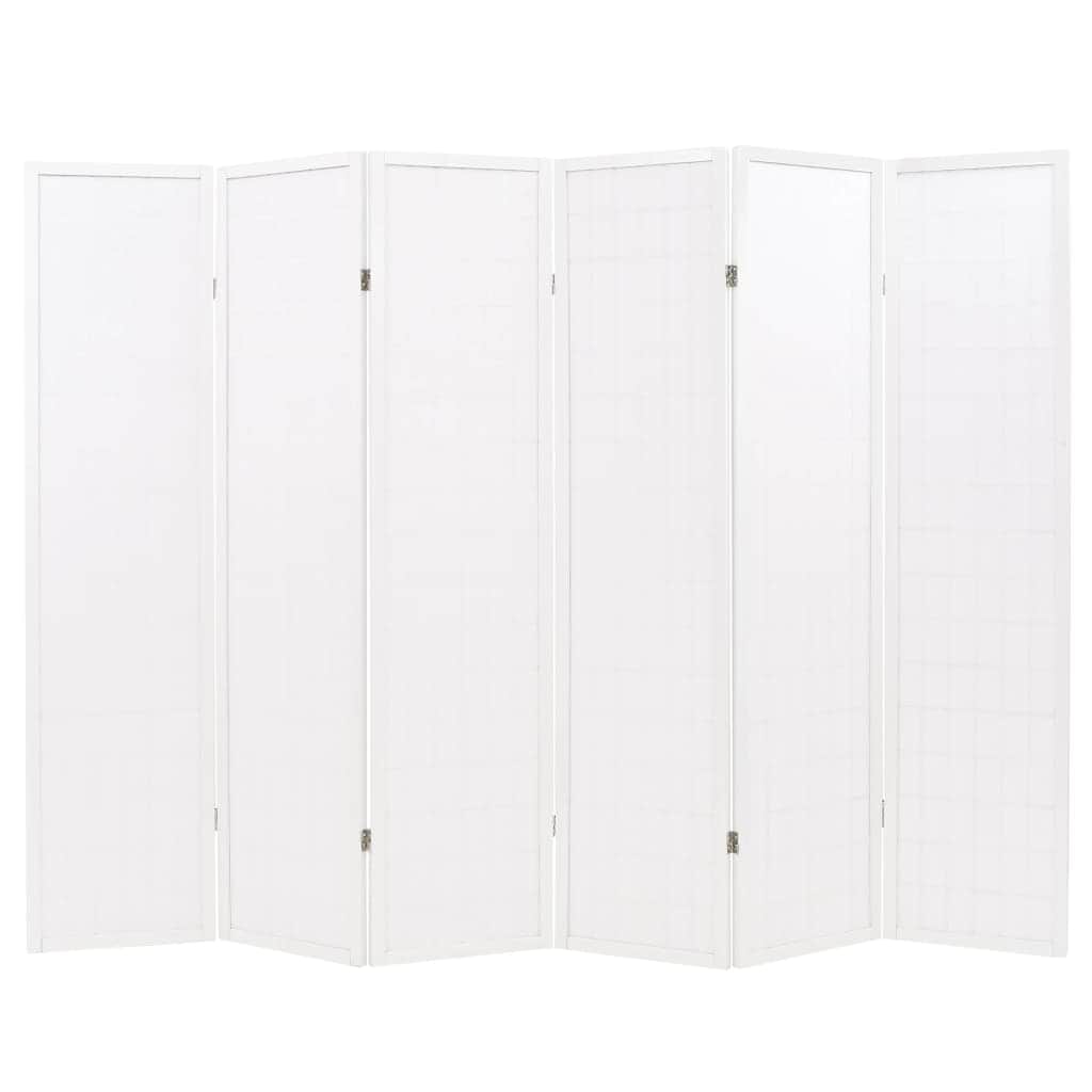 Folding 6-Panel Room Divider Japanese Style White