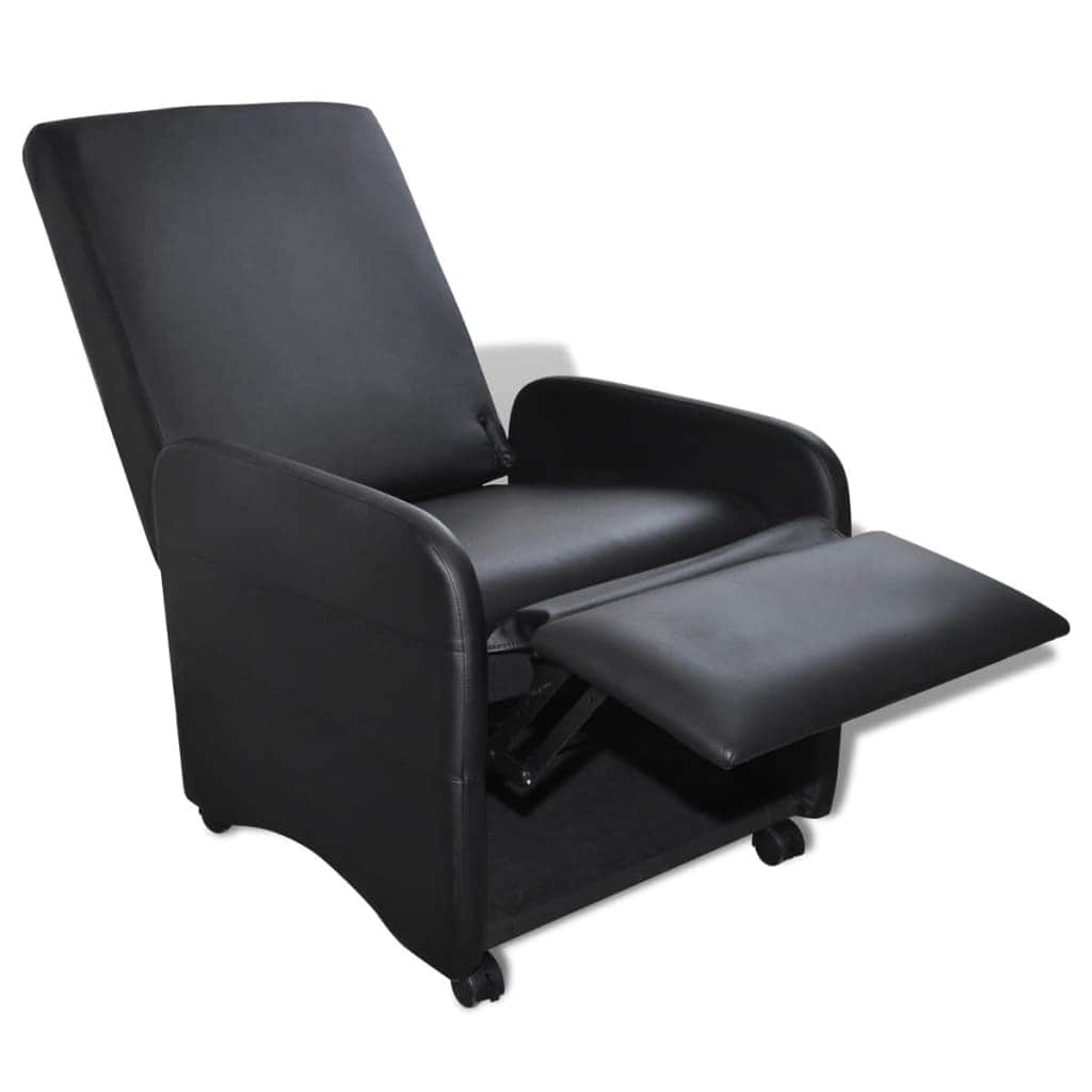 Folding Archair Black Fau Leather