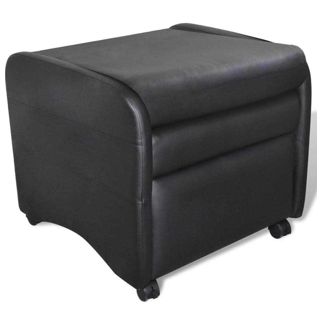 Folding Archair Black Fau Leather