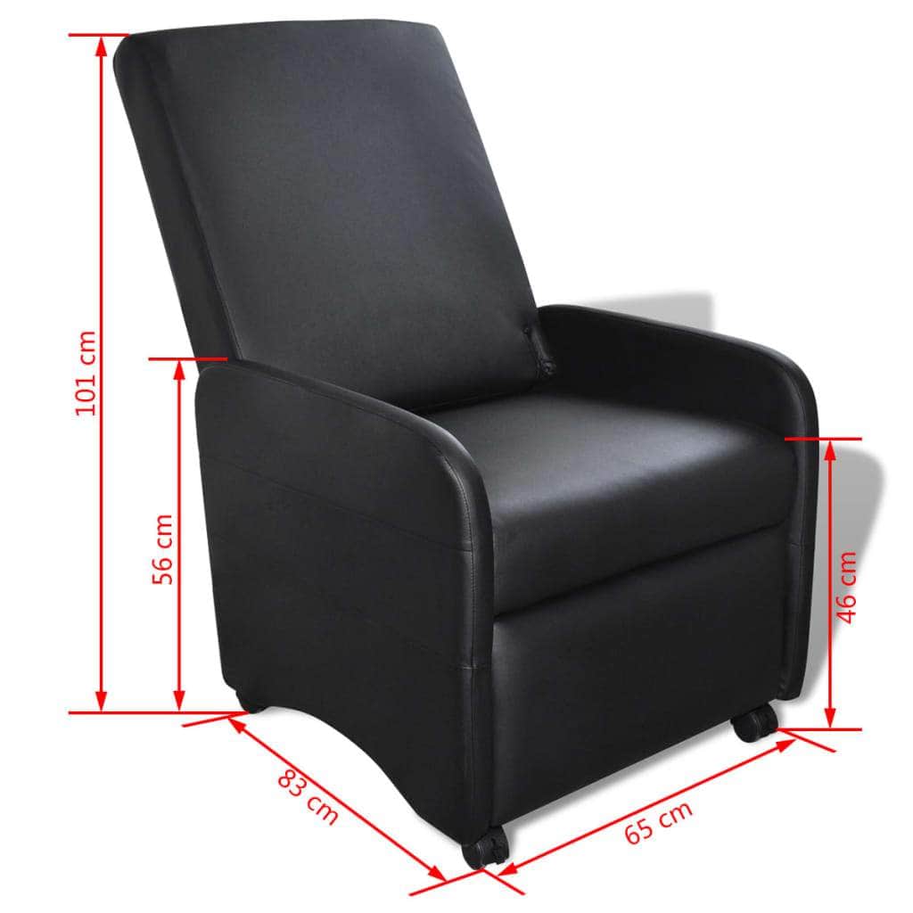Folding Archair Black Fau Leather