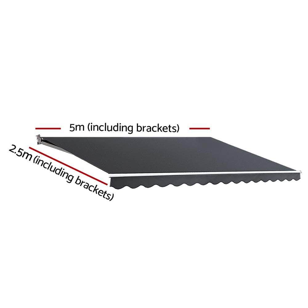 Folding Arm Awning Outdoor Awning Canopy Retractable 5Mx2.5M Grey