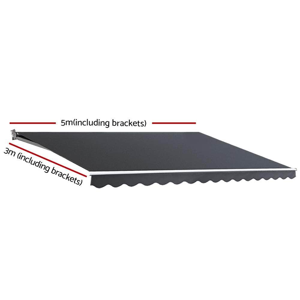 Folding Arm Awning Outdoor Awning Canopy Retractable 5Mx3M Grey