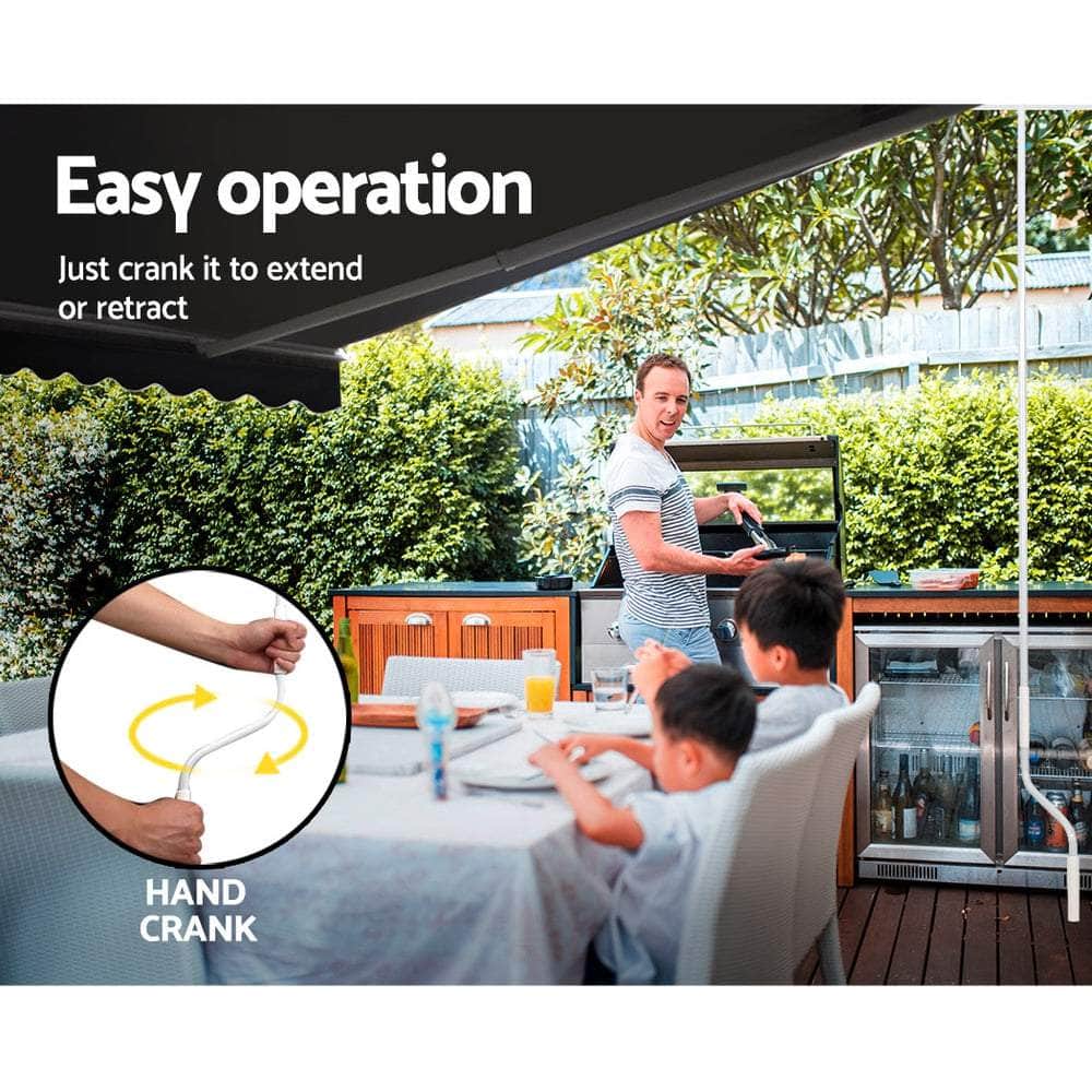 Folding Arm Awning Outdoor Awning Canopy Retractable 5Mx3M Grey
