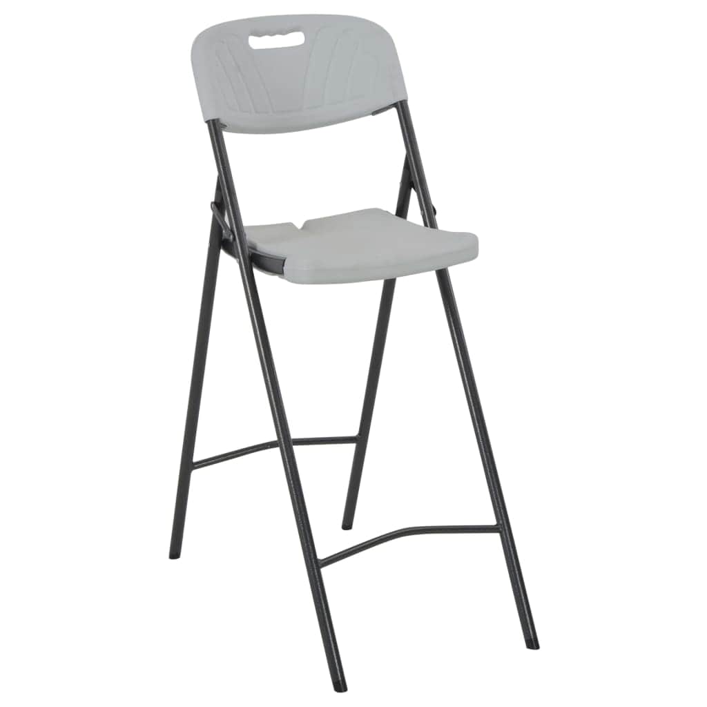 Folding Bar Chairs 2 pcs HDPE and Steel White - Simple deals