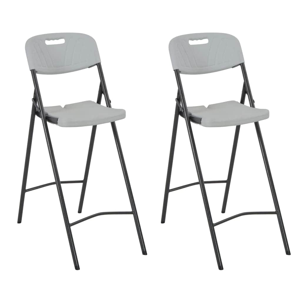 Folding Bar Chairs 2 pcs HDPE and Steel White - Simple deals