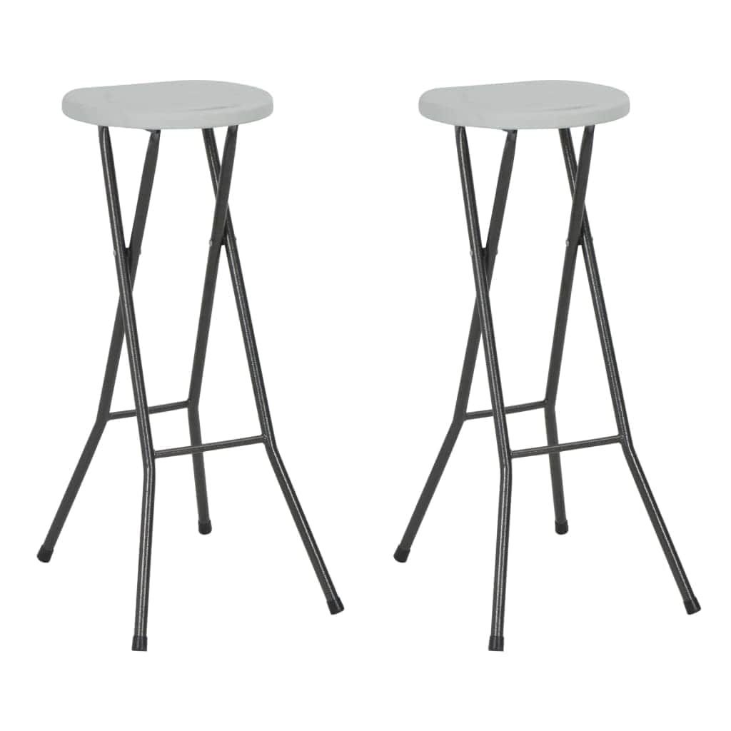 Folding Bar Stools 2 pcs HDPE and Steel White - Simple deals
