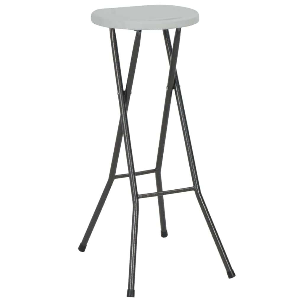 Folding Bar Stools 2 pcs HDPE and Steel White - Simple deals
