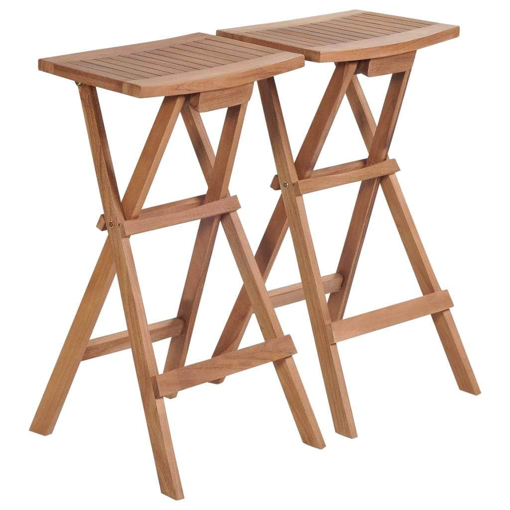 Folding Bar Stools 2 pcs Solid Teak Wood - Simple deals