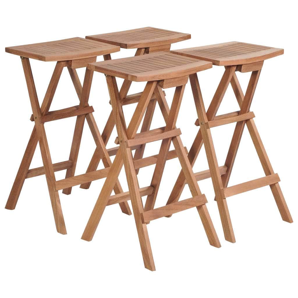 Folding Bar Stools 4 pcs Solid Teak Wood - Simple deals
