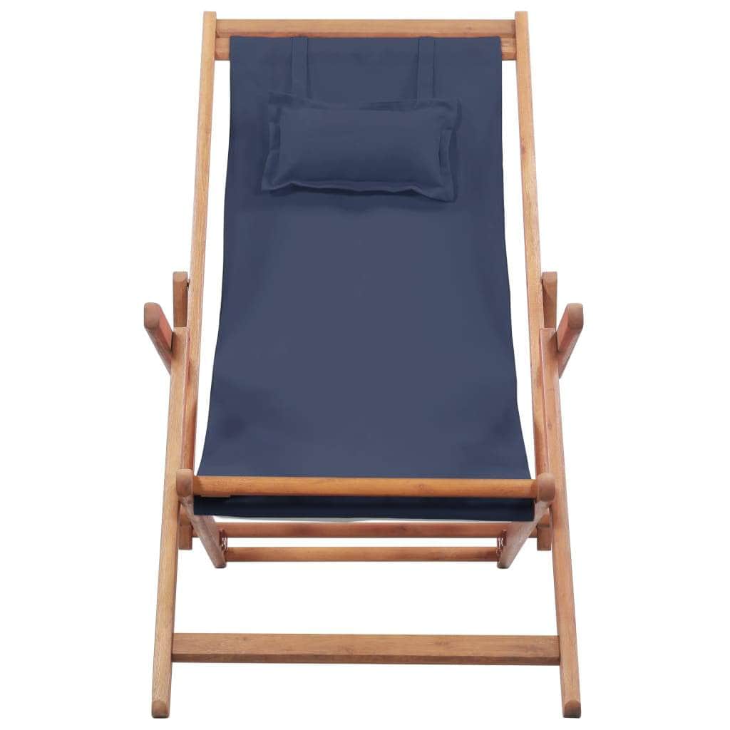 Folding Beach Chair Fabric and Wooden Frame Blue - Simple deals