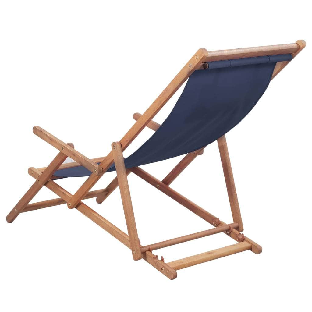 Folding Beach Chair Fabric and Wooden Frame Blue - Simple deals