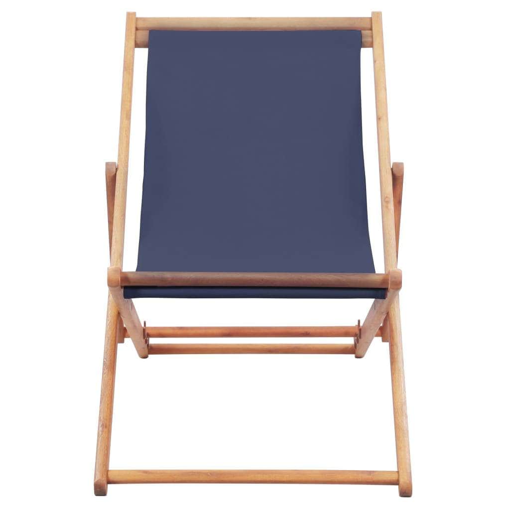 Folding Beach Chair Fabric and Wooden Frame Blue - Simple deals