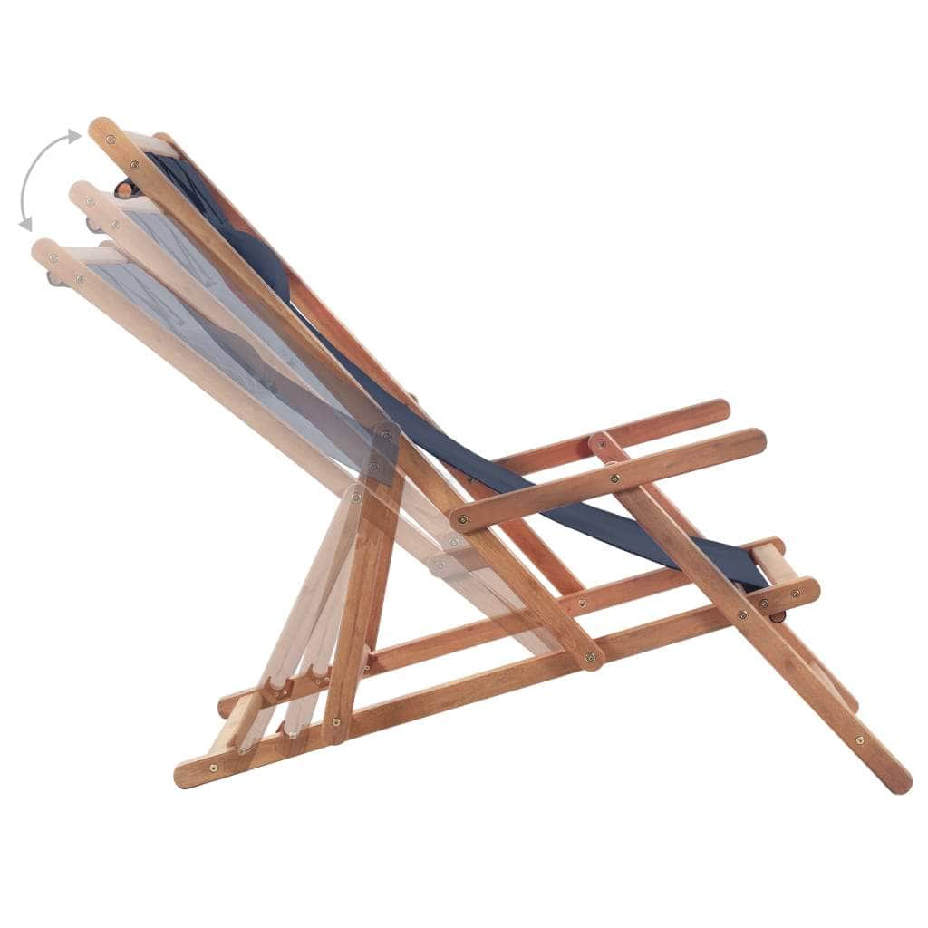 Folding Beach Chair Fabric and Wooden Frame Blue - Simple deals
