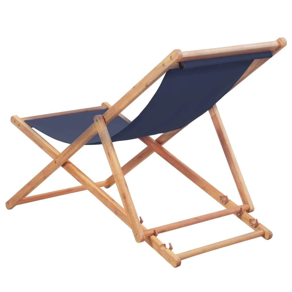 Folding Beach Chair Fabric and Wooden Frame Blue - Simple deals