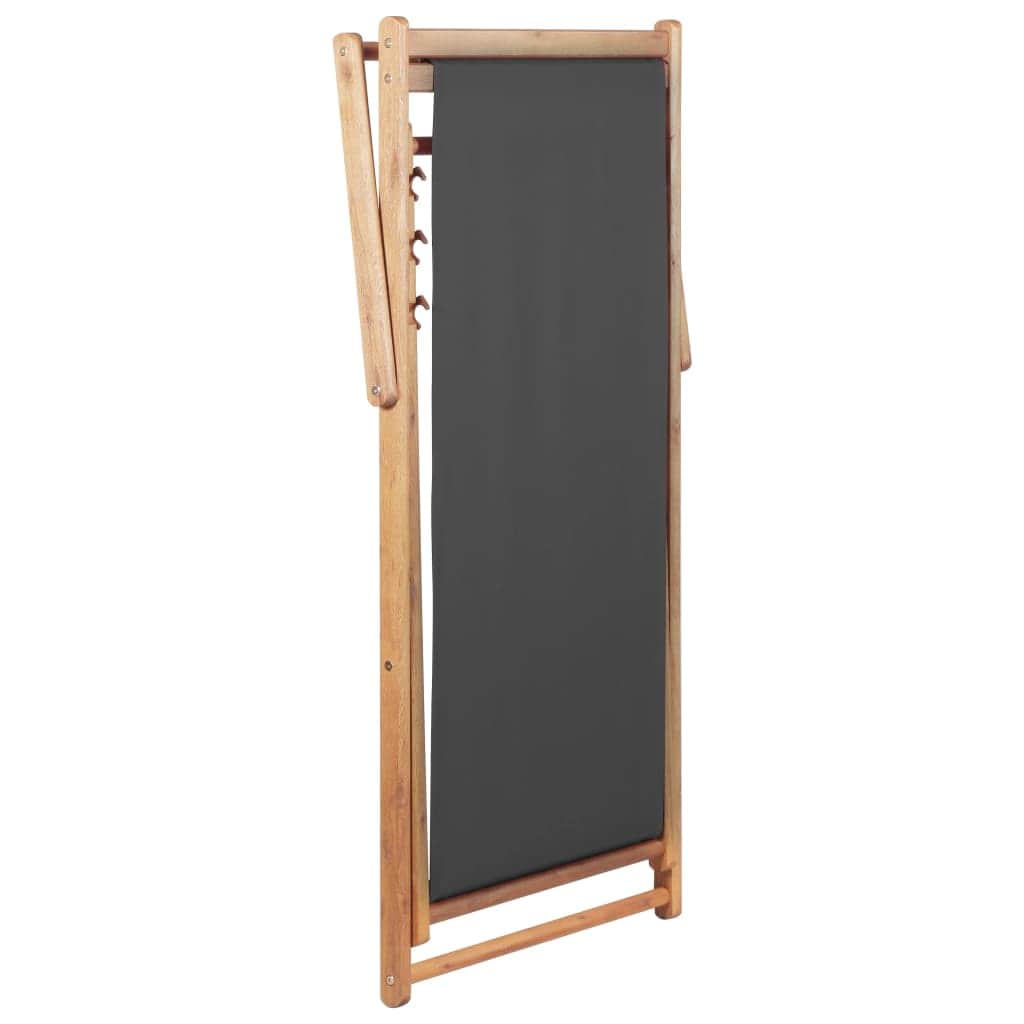 Folding Beach Chair Fabric and Wooden Frame Grey - Simple deals