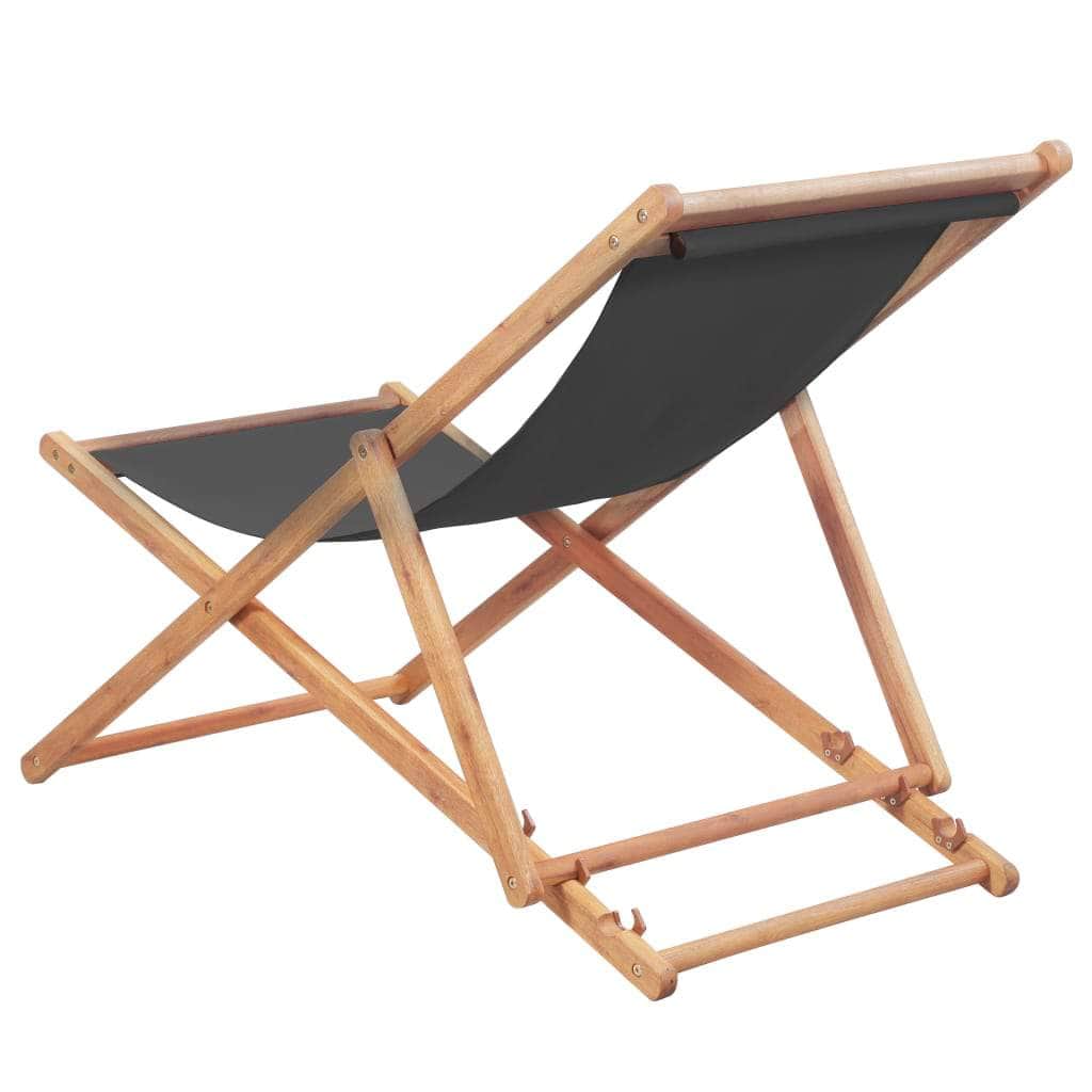 Folding Beach Chair Fabric and Wooden Frame Grey - Simple deals