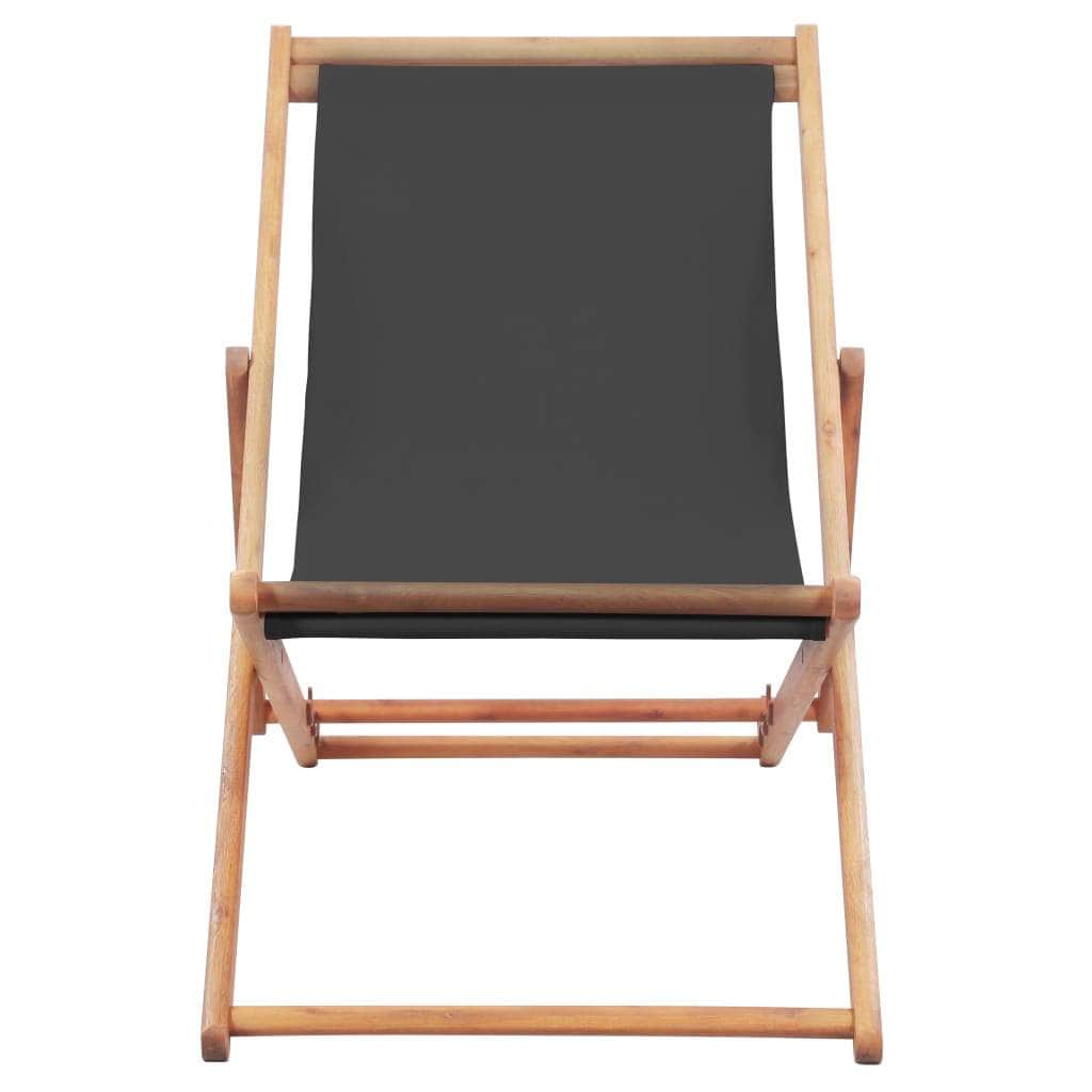 Folding Beach Chair Fabric and Wooden Frame Grey - Simple deals