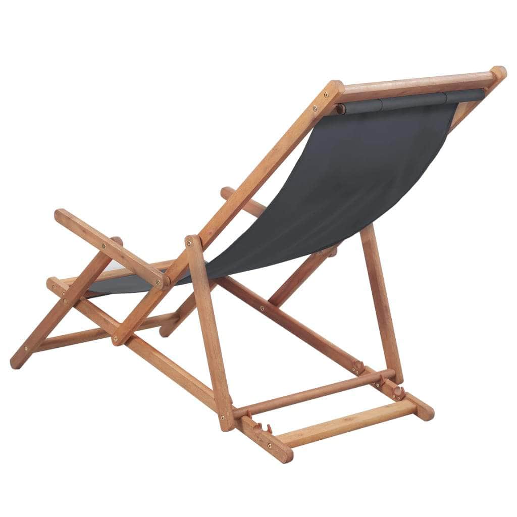 Folding Beach Chair Fabric and Wooden Frame Grey - Simple deals