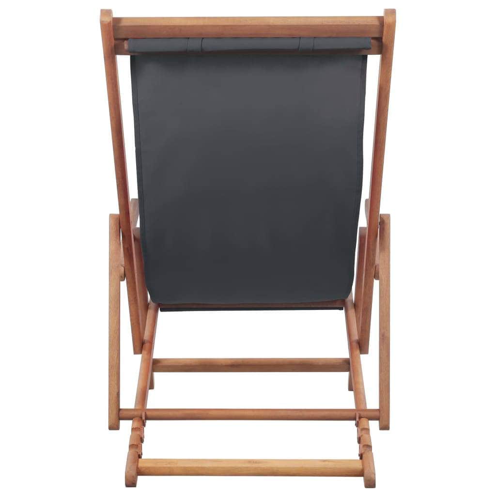 Folding Beach Chair Fabric and Wooden Frame Grey - Simple deals