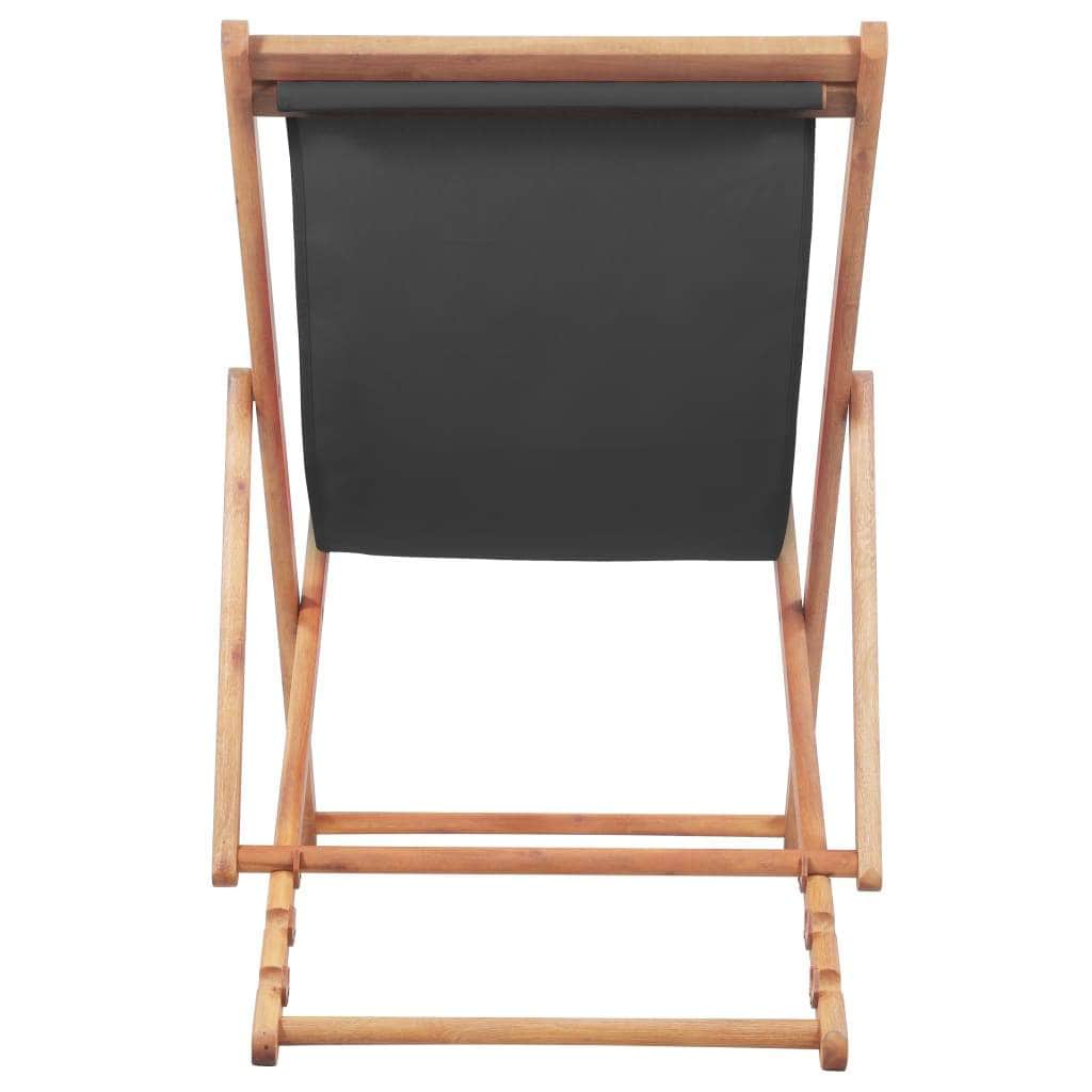 Folding Beach Chair Fabric and Wooden Frame Grey - Simple deals