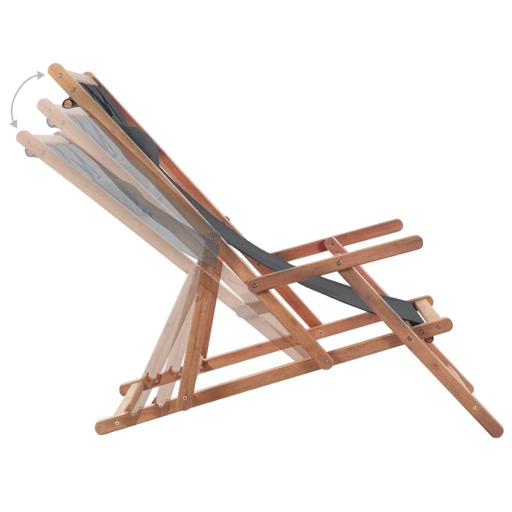 Folding Beach Chair Fabric and Wooden Frame Grey - Simple deals