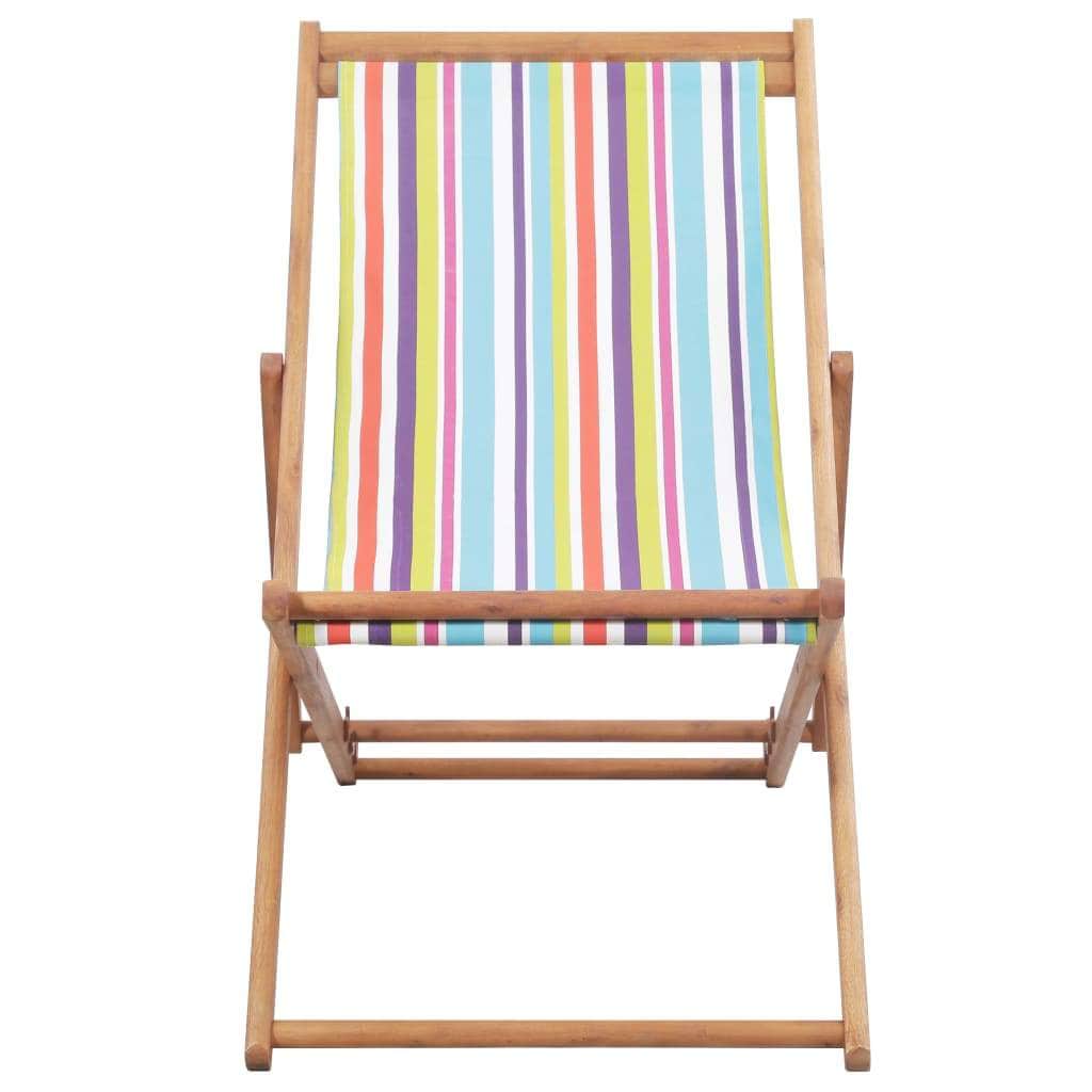 Folding Beach Chair Fabric and Wooden Frame Multicolour - Simple deals