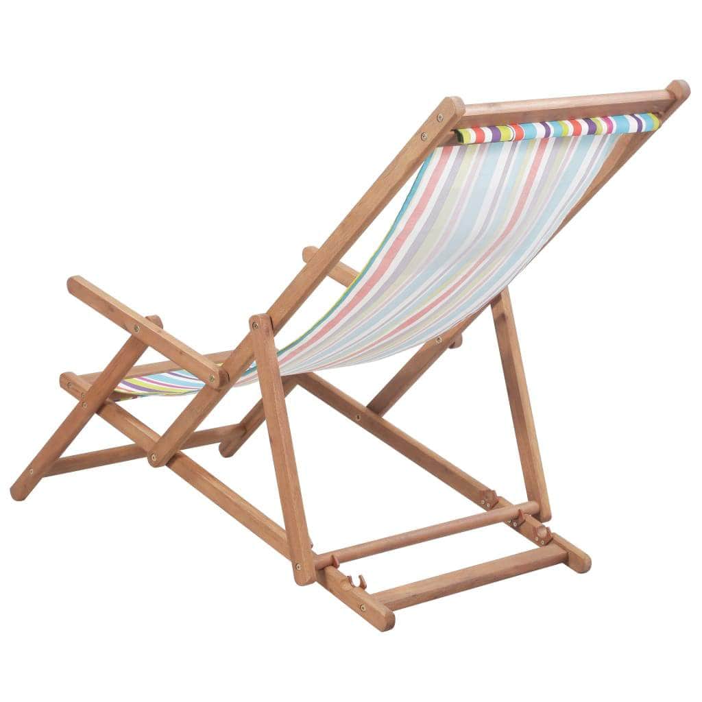 Folding Beach Chair Fabric and Wooden Frame Multicolour - Simple deals