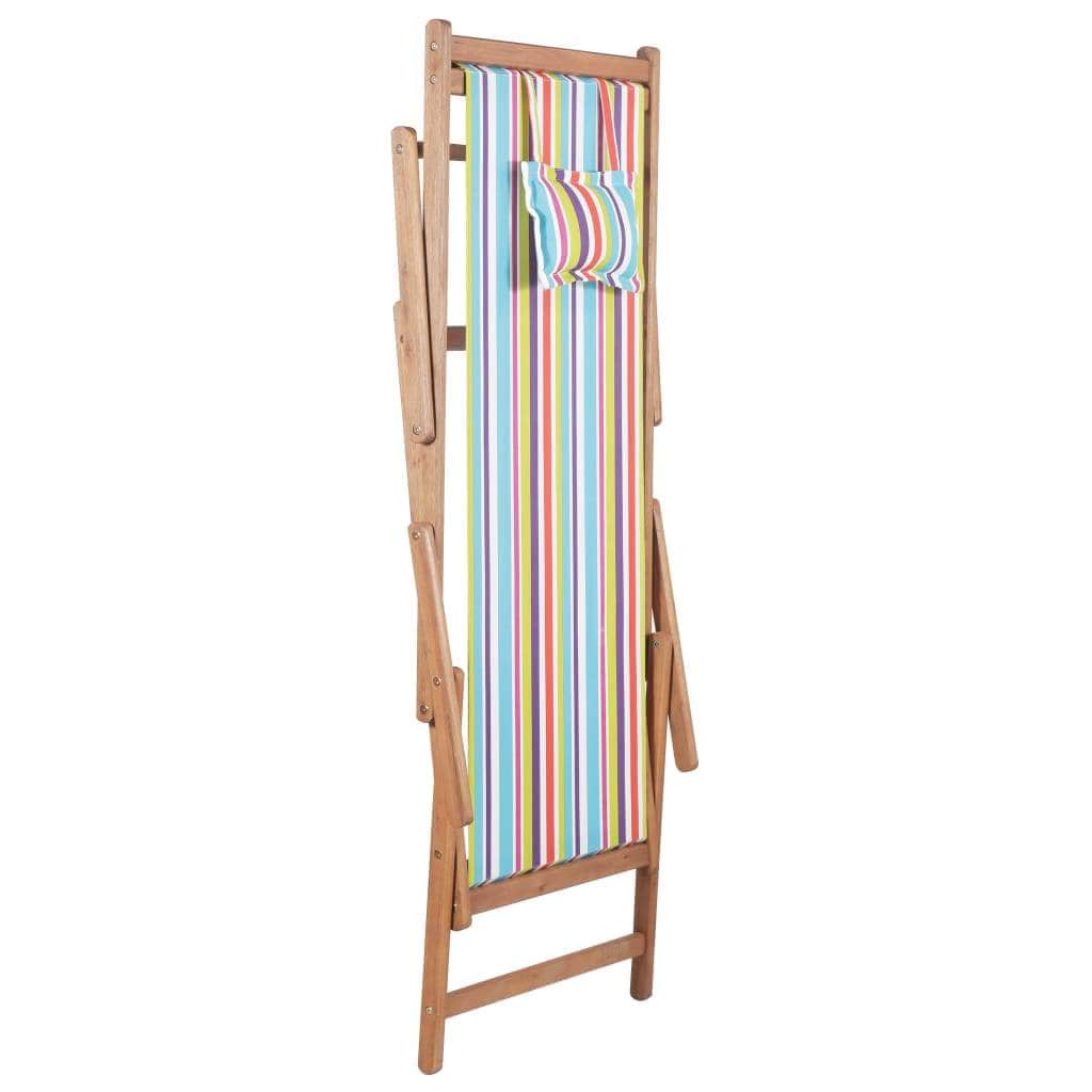Folding Beach Chair Fabric and Wooden Frame Multicolour - Simple deals