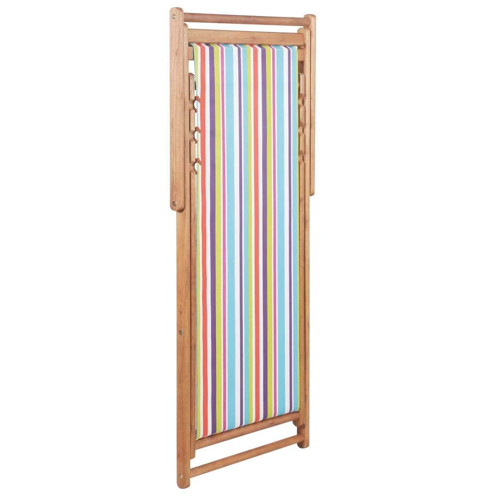 Folding Beach Chair Fabric and Wooden Frame Multicolour - Simple deals