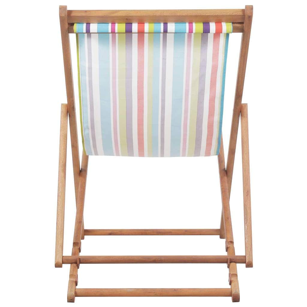 Folding Beach Chair Fabric and Wooden Frame Multicolour - Simple deals