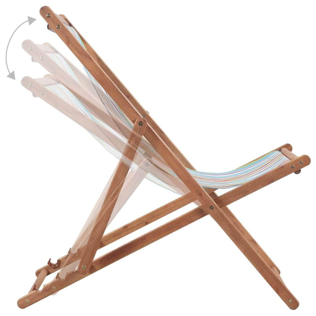 Folding Beach Chair Fabric and Wooden Frame Multicolour - Simple deals