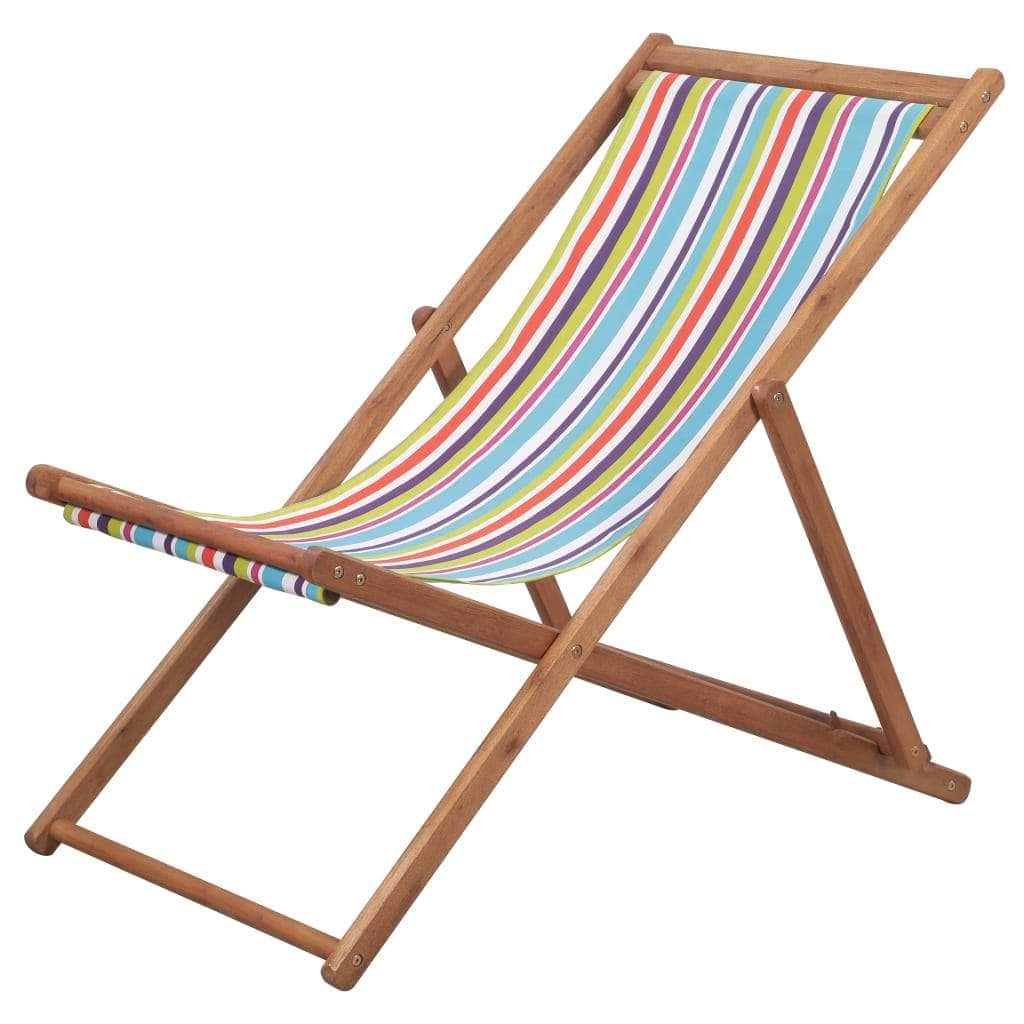 Folding Beach Chair Fabric and Wooden Frame Multicolour - Simple deals