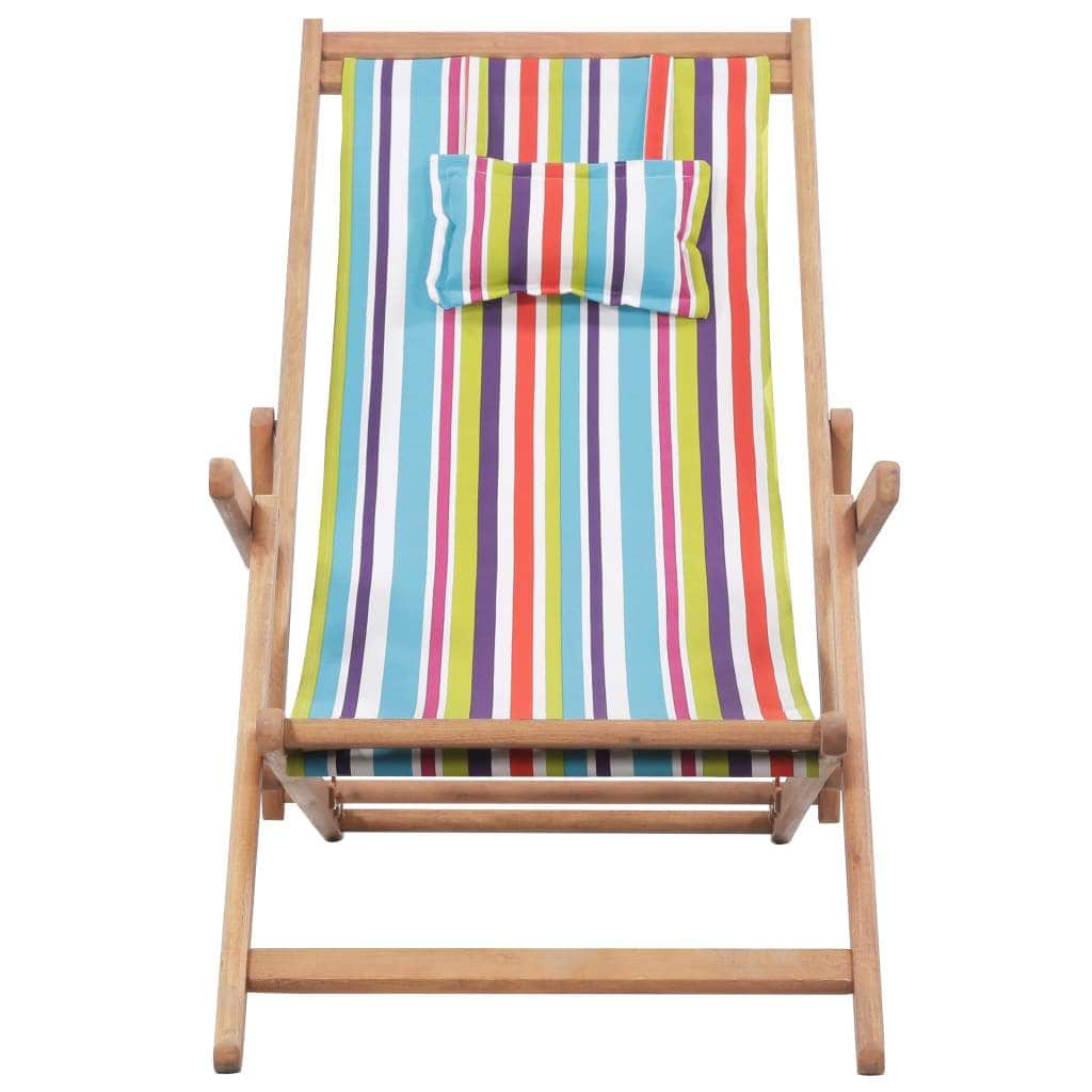 Folding Beach Chair Fabric and Wooden Frame Multicolour - Simple deals