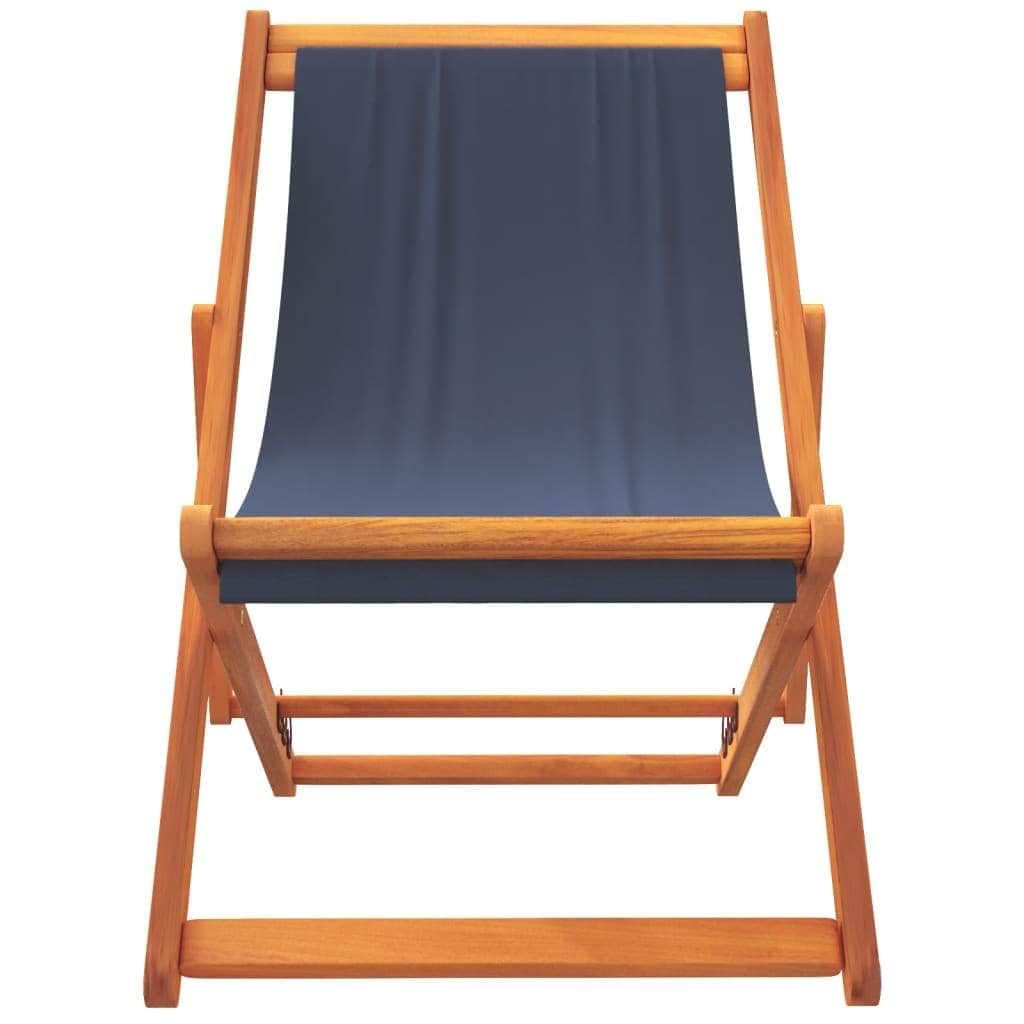 Folding Beach Chairs 2 pcs Blue - Fabric