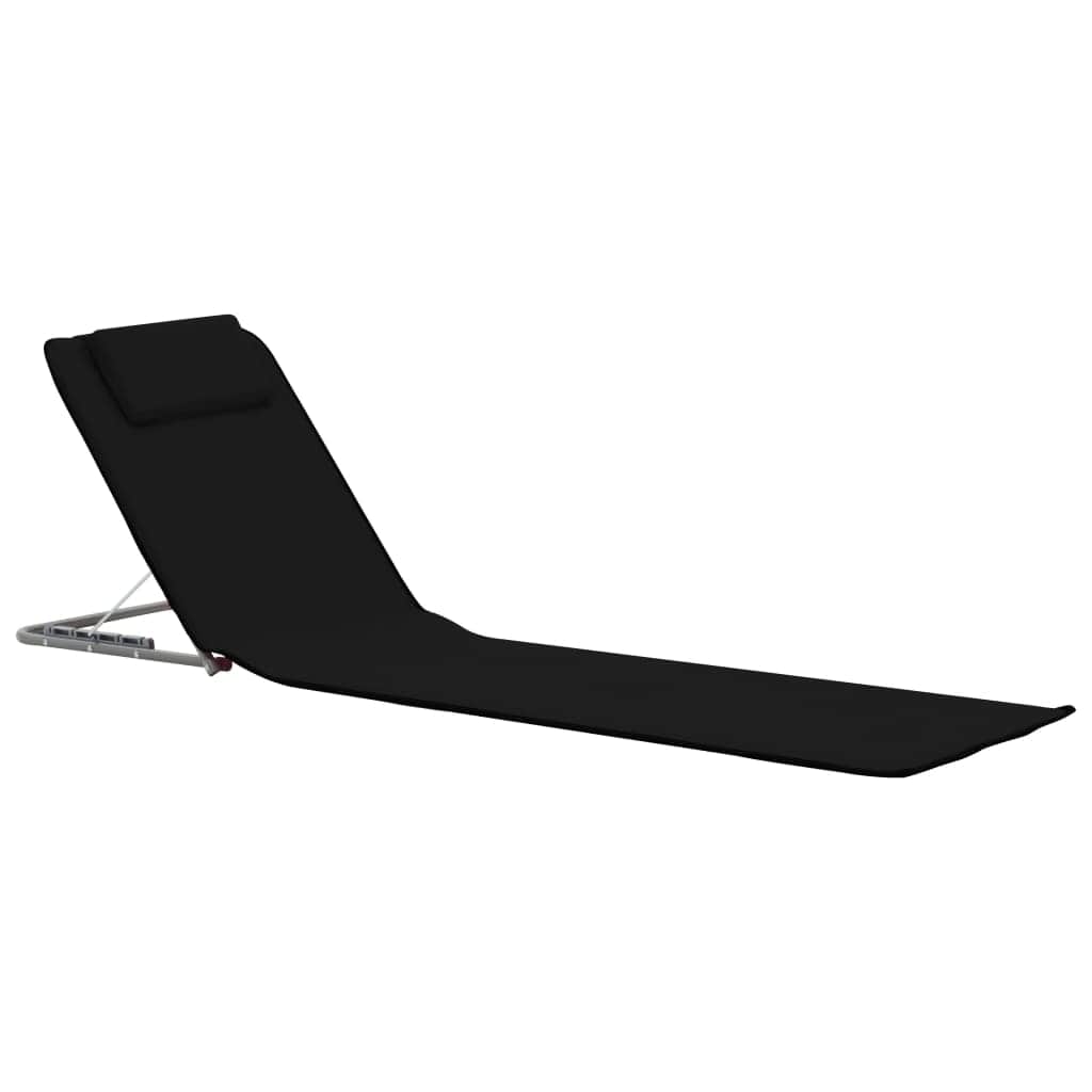 Folding Beach Mats 2 pcs Steel and Fabric Black - Simple deals