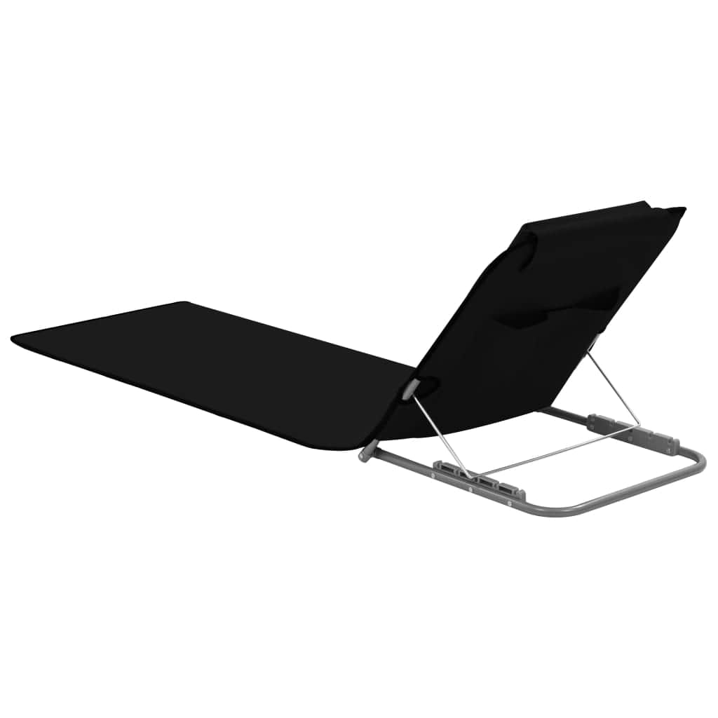 Folding Beach Mats 2 pcs Steel and Fabric Black - Simple deals